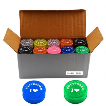 BOITE DE 50 GRINDERS PLASTIQUE MIX DE COULEURS